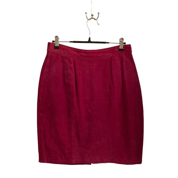 Vintage The Limited Genuine Suede Leather Hot Pink Pencil Skirt - Size S - Picture 1 of 3